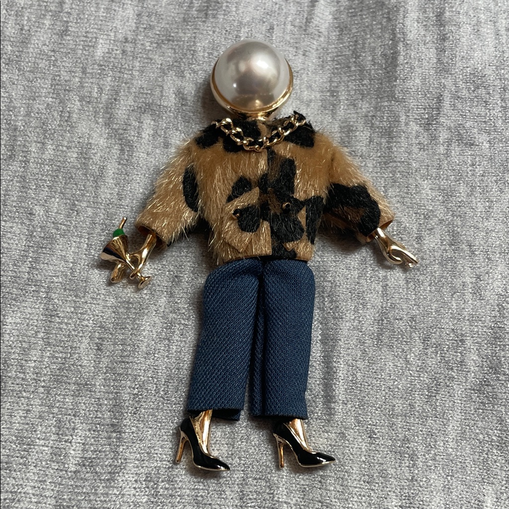 Chico's Gold And Blue Fashion Brooch